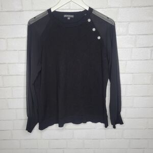 Adriana Papel Black Sheer Sleeve Sweater